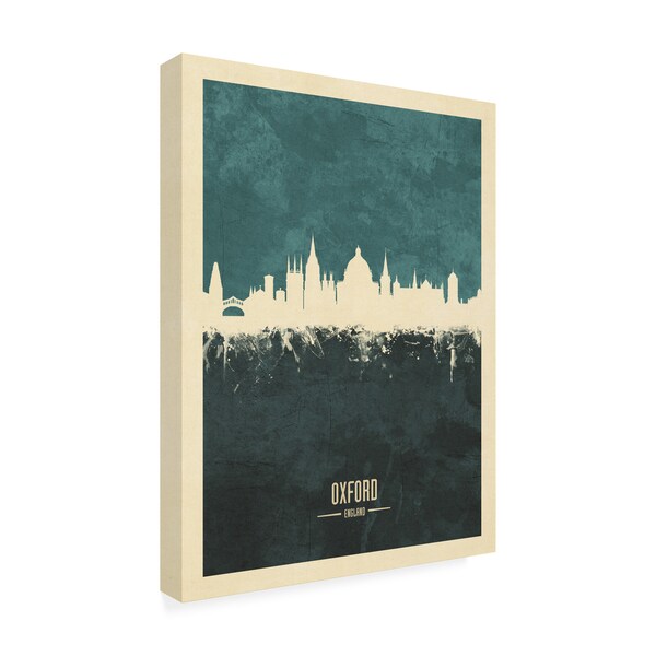 Michael Tompsett 'Oxford England Skyline Teal' Canvas Art,14x19